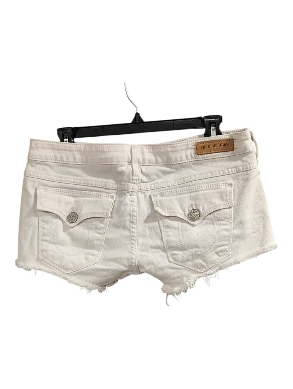 VTG True Religion Joey White Denim Cutoff Shorts Size 29 Micro Mini Made in USA